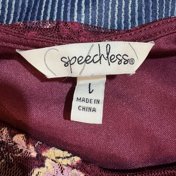 Speechless Lace Dress Womens L Burgundy Floral Romantic Cottagecore Party - Picture 4 of 7